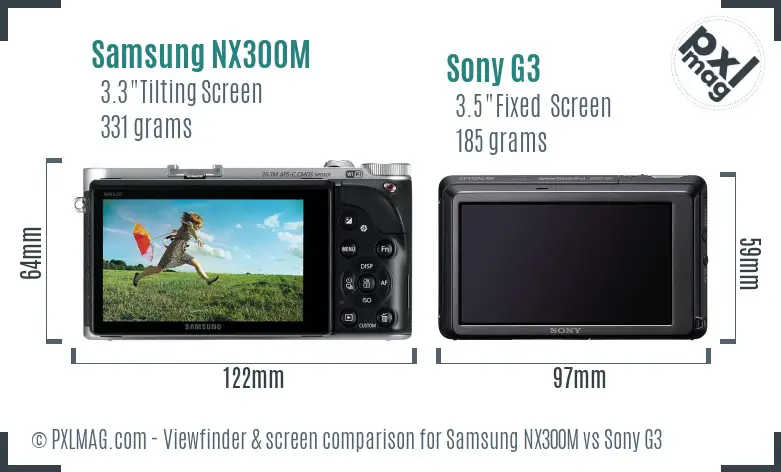 Samsung NX300M vs Sony G3 Screen and Viewfinder comparison