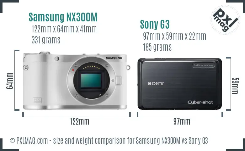 Samsung NX300M vs Sony G3 size comparison