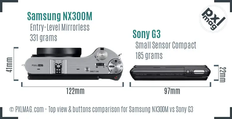 Samsung NX300M vs Sony G3 top view buttons comparison