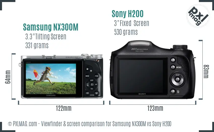 Samsung NX300M vs Sony H200 Screen and Viewfinder comparison