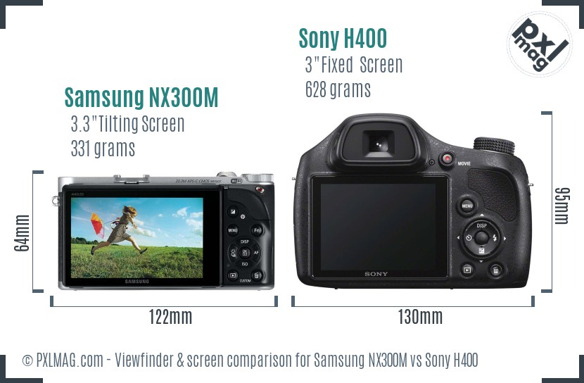 Samsung NX300M vs Sony H400 Screen and Viewfinder comparison