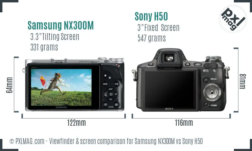 Samsung NX300M vs Sony H50 Screen and Viewfinder comparison