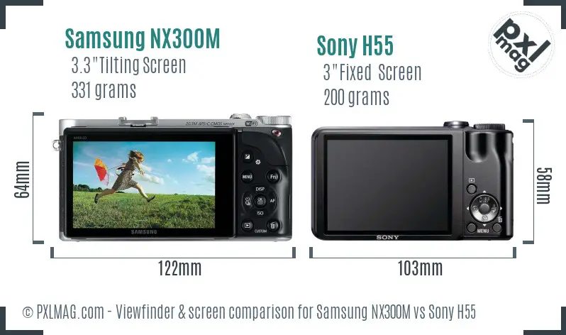 Samsung NX300M vs Sony H55 Screen and Viewfinder comparison