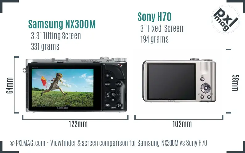 Samsung NX300M vs Sony H70 Screen and Viewfinder comparison