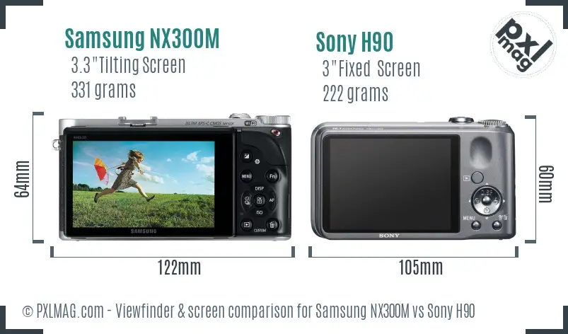 Samsung NX300M vs Sony H90 Screen and Viewfinder comparison