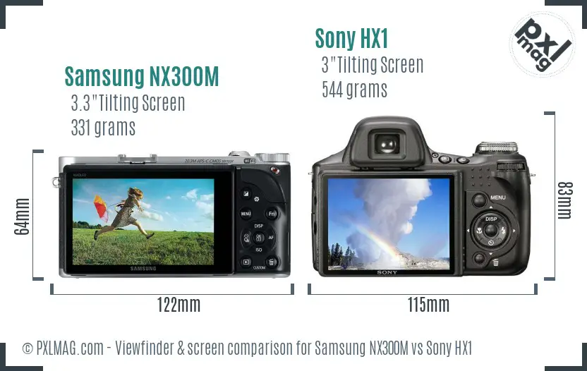 Samsung NX300M vs Sony HX1 Screen and Viewfinder comparison
