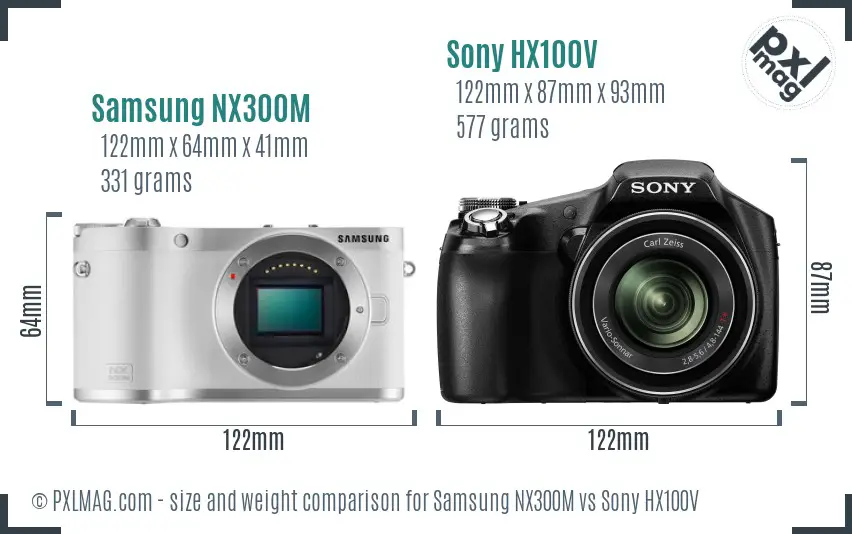 Samsung NX300M vs Sony HX100V size comparison Samsung NX300M vs Sony HX100V size comparison