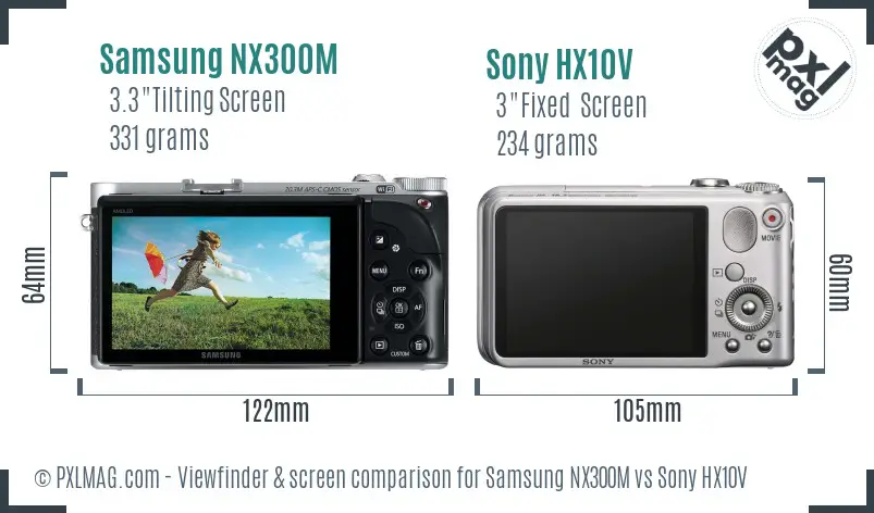 Samsung NX300M vs Sony HX10V Screen and Viewfinder comparison