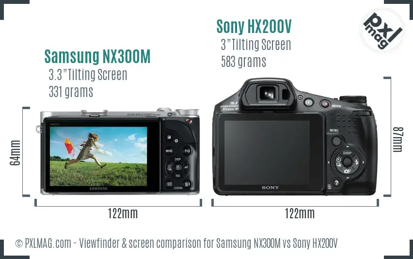 Samsung NX300M vs Sony HX200V Screen and Viewfinder comparison Samsung NX300M vs Sony HX200V Screen and Viewfinder comparison