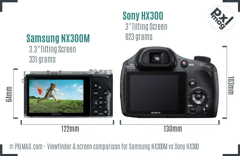 Samsung NX300M vs Sony HX300 Screen and Viewfinder comparison