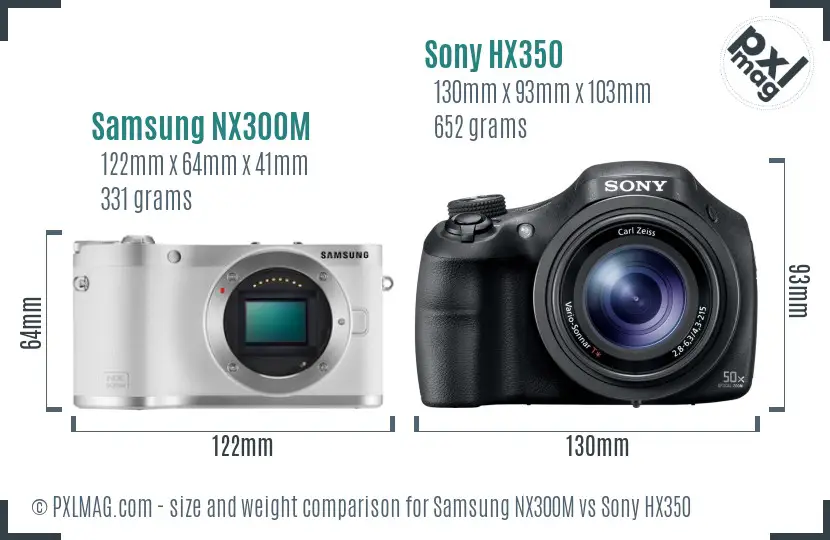 Samsung NX300M vs Sony HX350 size comparison