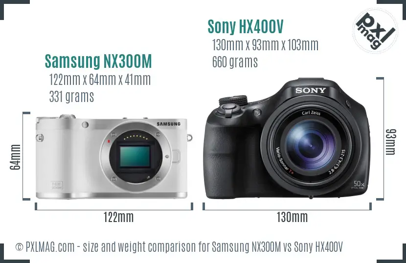 Samsung NX300M vs Sony HX400V size comparison