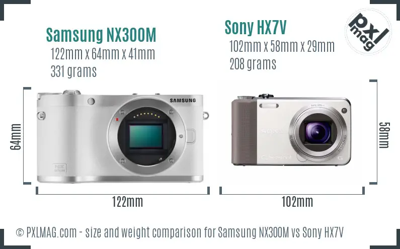 Samsung NX300M vs Sony HX7V size comparison