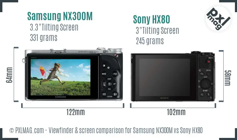 Samsung NX300M vs Sony HX80 Screen and Viewfinder comparison