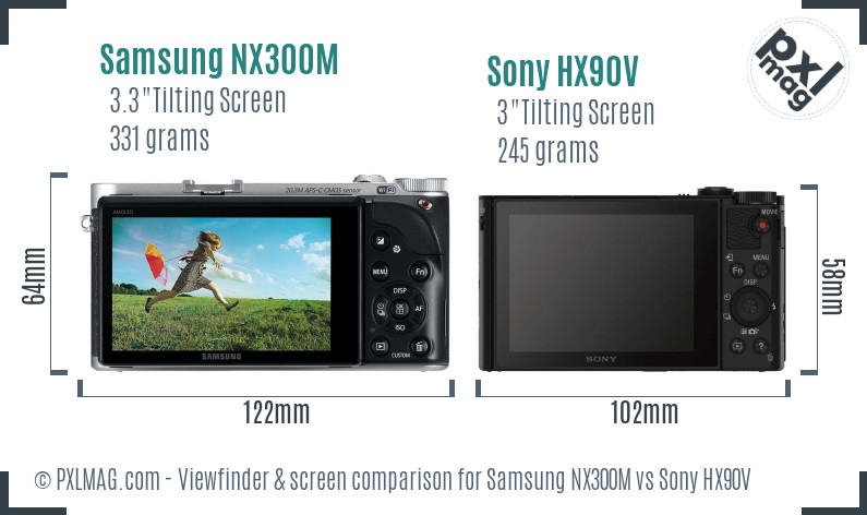 Samsung NX300M vs Sony HX90V Screen and Viewfinder comparison