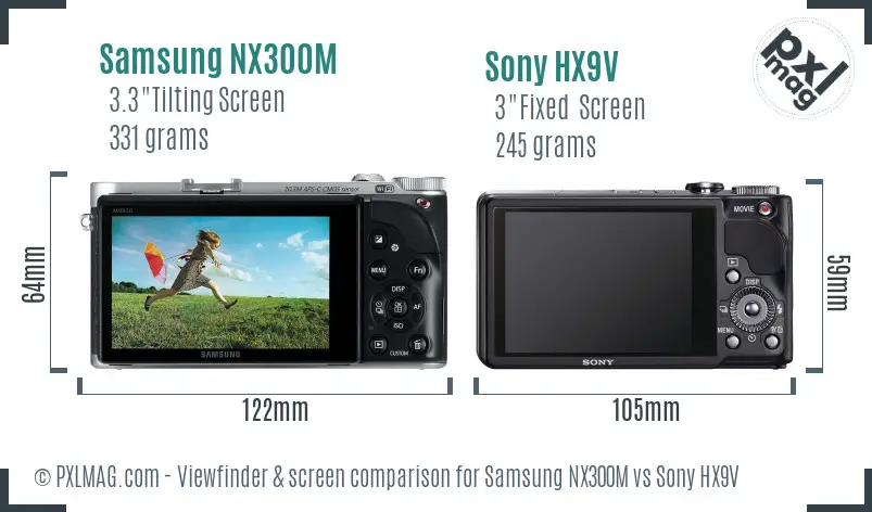 Samsung NX300M vs Sony HX9V Screen and Viewfinder comparison