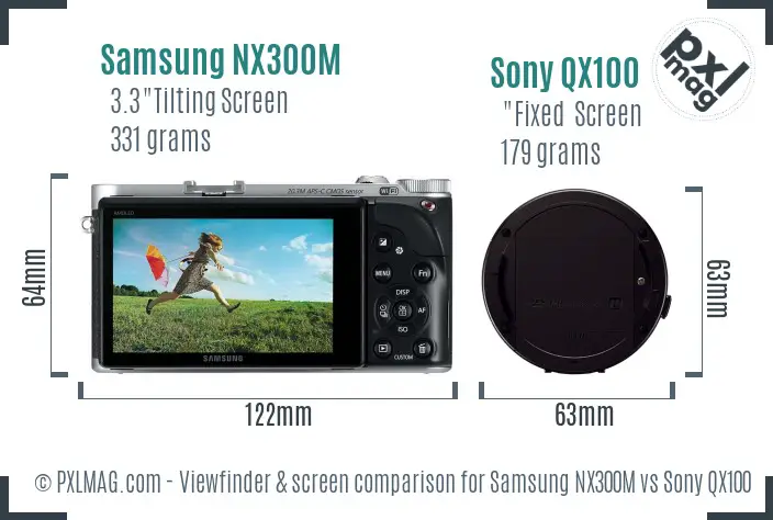Samsung NX300M vs Sony QX100 Screen and Viewfinder comparison