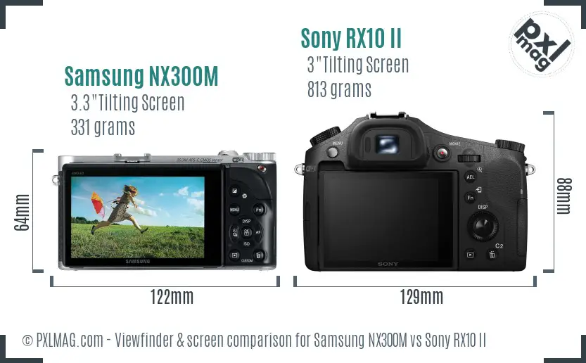 Samsung NX300M vs Sony RX10 II Screen and Viewfinder comparison