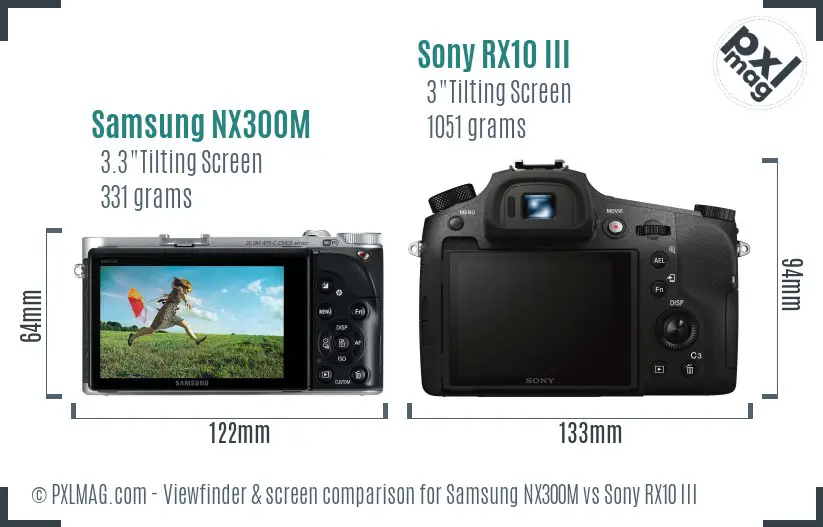 Samsung NX300M vs Sony RX10 III Screen and Viewfinder comparison