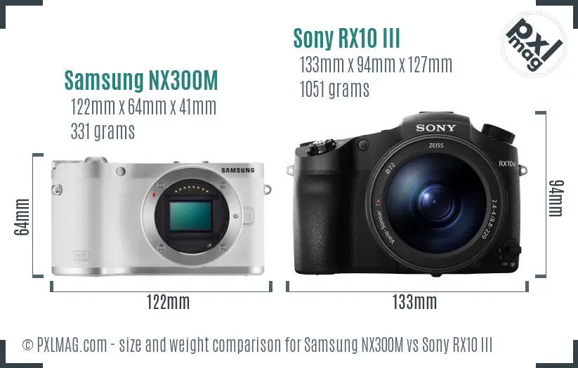 Samsung NX300M vs Sony RX10 III size comparison