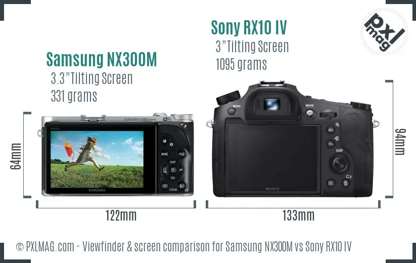 Samsung NX300M vs Sony RX10 IV Screen and Viewfinder comparison