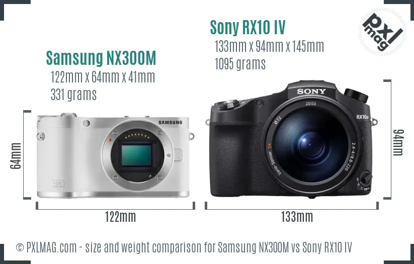 Samsung NX300M vs Sony RX10 IV size comparison