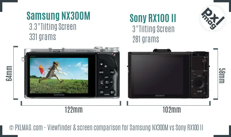 Samsung NX300M vs Sony RX100 II Screen and Viewfinder comparison