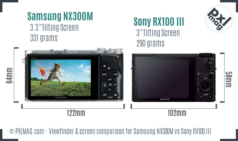 Samsung NX300M vs Sony RX100 III Screen and Viewfinder comparison