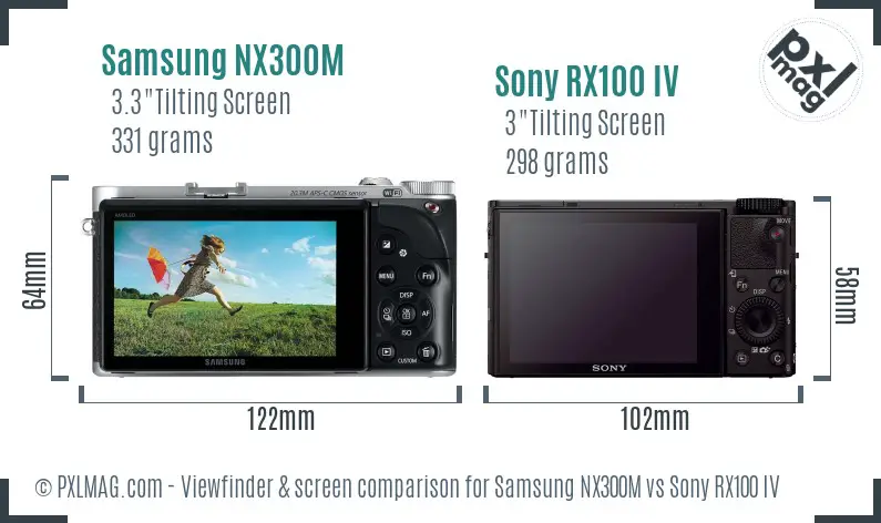 Samsung NX300M vs Sony RX100 IV Screen and Viewfinder comparison