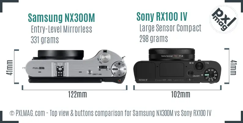 Samsung NX300M vs Sony RX100 IV top view buttons comparison