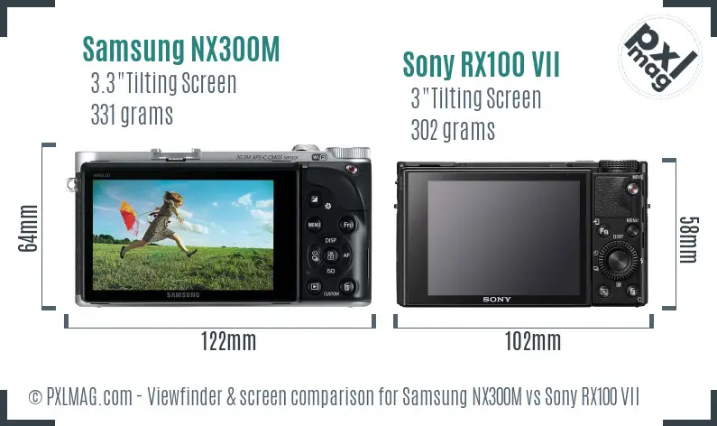 Samsung NX300M vs Sony RX100 VII Screen and Viewfinder comparison