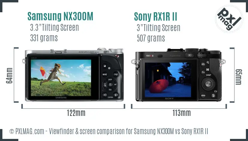 Samsung NX300M vs Sony RX1R II Screen and Viewfinder comparison