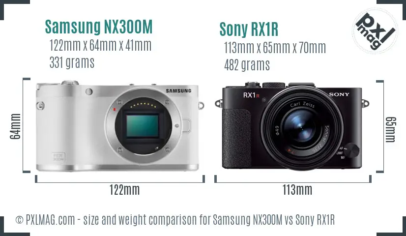 Samsung NX300M vs Sony RX1R size comparison