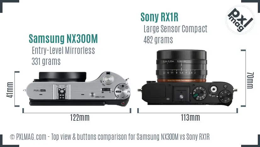 Samsung NX300M vs Sony RX1R top view buttons comparison