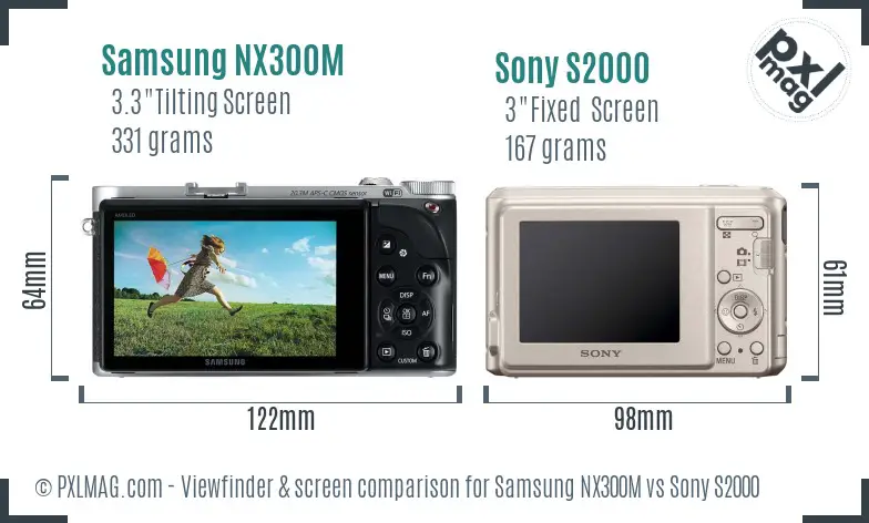 Samsung NX300M vs Sony S2000 Screen and Viewfinder comparison