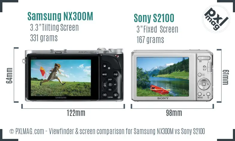 Samsung NX300M vs Sony S2100 Screen and Viewfinder comparison