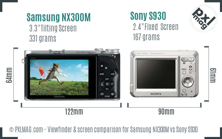 Samsung NX300M vs Sony S930 Screen and Viewfinder comparison