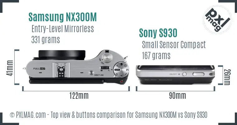 Samsung NX300M vs Sony S930 top view buttons comparison