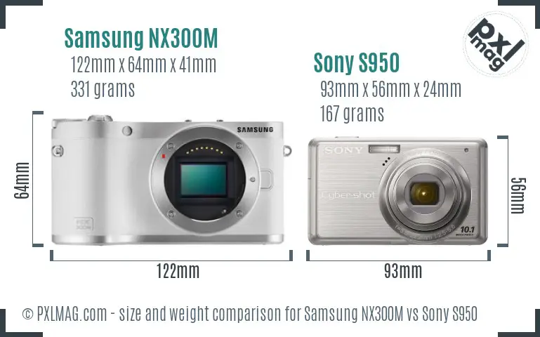 Samsung NX300M vs Sony S950 size comparison