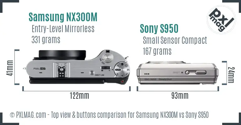 Samsung NX300M vs Sony S950 top view buttons comparison