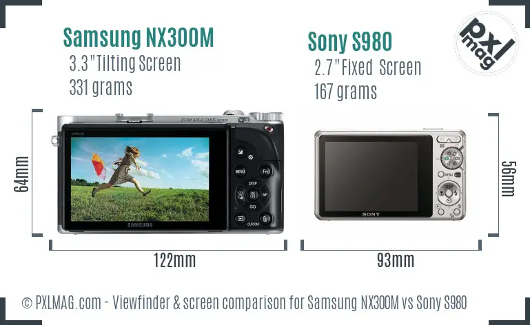Samsung NX300M vs Sony S980 Screen and Viewfinder comparison