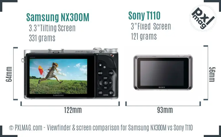 Samsung NX300M vs Sony T110 Screen and Viewfinder comparison