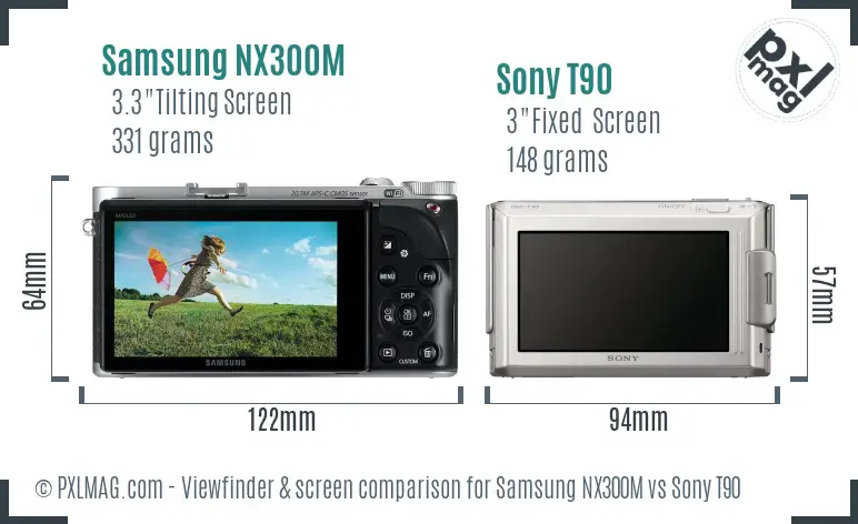 Samsung NX300M vs Sony T90 Screen and Viewfinder comparison