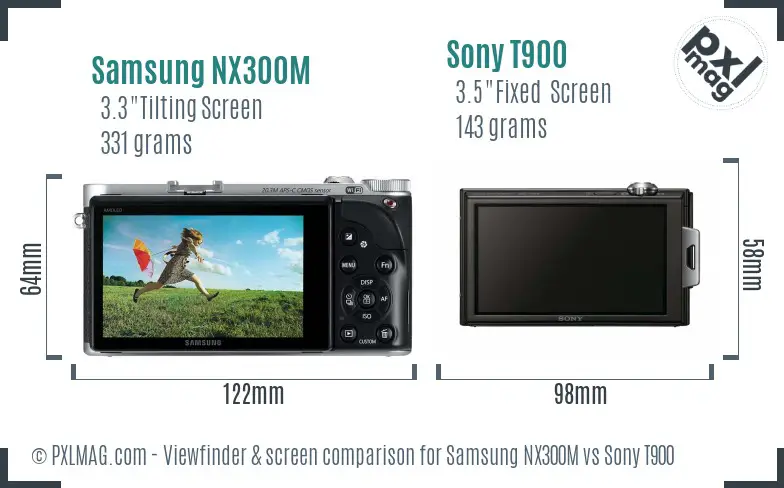 Samsung NX300M vs Sony T900 Screen and Viewfinder comparison