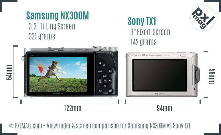 Samsung NX300M vs Sony TX1 Screen and Viewfinder comparison