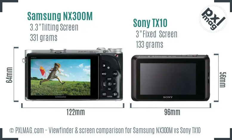 Samsung NX300M vs Sony TX10 Screen and Viewfinder comparison
