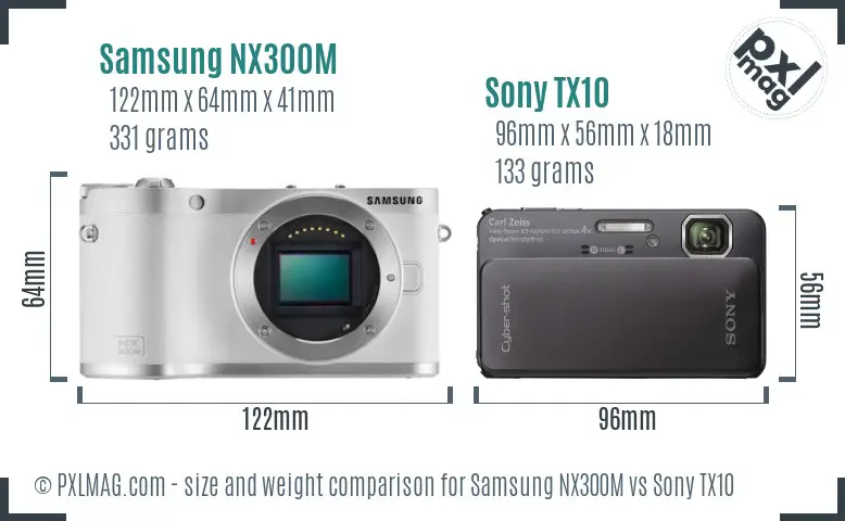 Samsung NX300M vs Sony TX10 size comparison