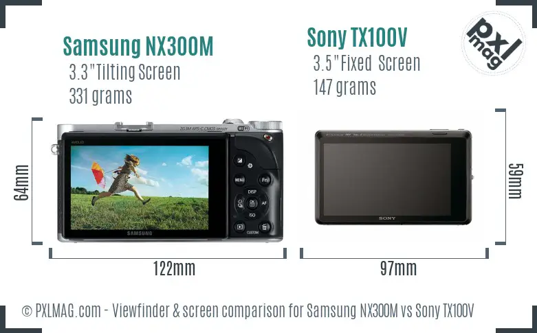 Samsung NX300M vs Sony TX100V Screen and Viewfinder comparison