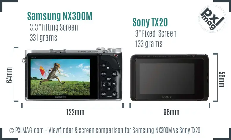 Samsung NX300M vs Sony TX20 Screen and Viewfinder comparison