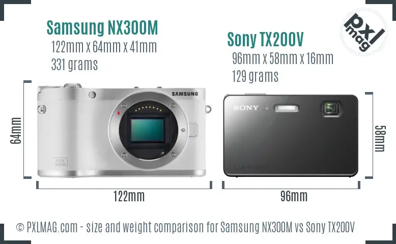 Samsung NX300M vs Sony TX200V size comparison